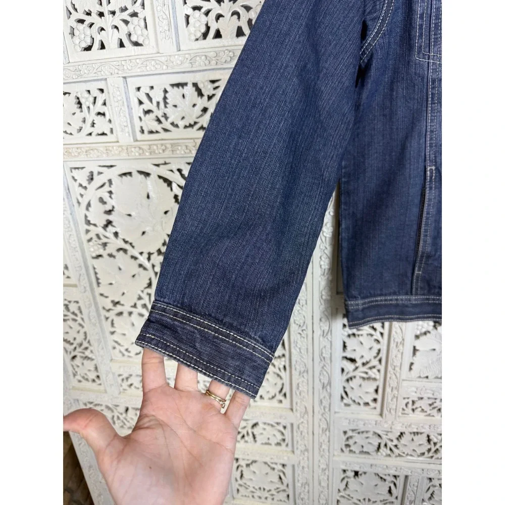 Gymboree Denim‎ Jacket Corduroy Collar Sz Kids Large Retro Style Boho Trucker